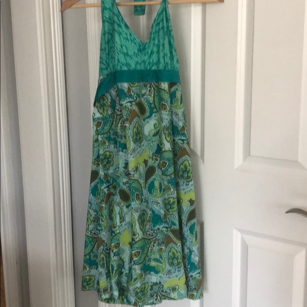 🌟🌟🌟 Athleta halter dress 10P petite paisley green 🌟🌟🌟